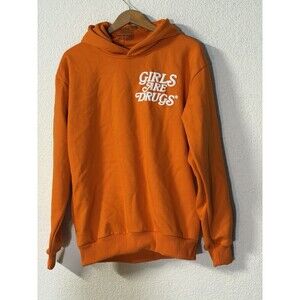 Girls Are Drugs Orange Casual Streetwear Men’s NWT Hoodie Sweatshirt Size L